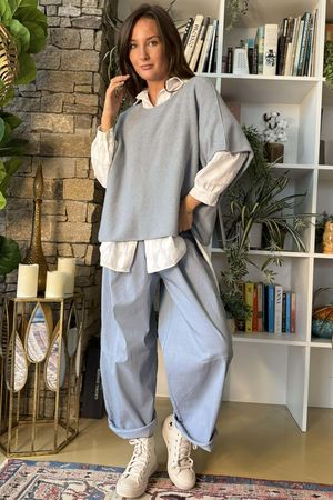 Conrad Layer Knit Steel Blue